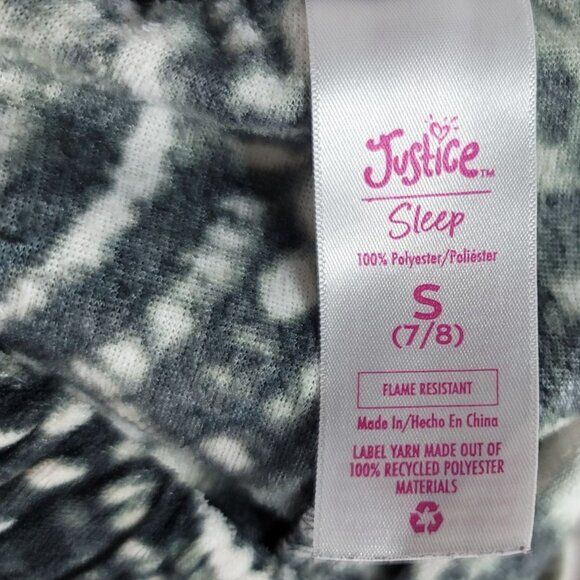 Justice Pajama Set Black White Small Long Sleeve Top PullOn Shorts TieDye Smiley - Picture 10 of 10